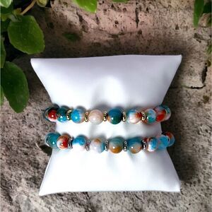 NWT Wool + Pepper Co. Jade Beaded Bracelet with gold or silver accents